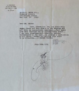 Al Hirschfeld, Self Portrait drawn on hand signed letter, 1976