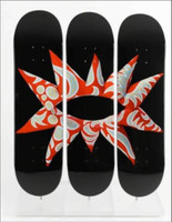 Yayoi Kusama,  Set of three Limited Edition numbered silkscreen on maplewood skate deck, 2014