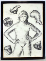 DIETER HACKER Mon Dieu 9 1983, Charcoal on Paper drawing