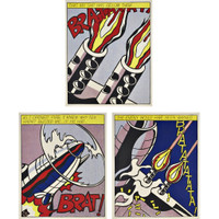  ROY LICHTENSTEIN As I Opened Fire (Triptych) (Corlett App.5) 1964, Set of three (3) Color Offset Lithographs on wove paper, Museum stamped verso. Unframed