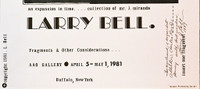  LARRY BELL Rare Silkscreen Poster for the Fragments and Other Considerations... (Hand Signed and Inscribed to Collector Charles Rand Penney) 1981, Silkscreen Poster. Hand Signed and warmly inscribed to major collector 