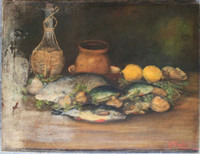 Estate Find! Oil Painting on Canvas Still Life SIGNED S. Taglialatela March 1923