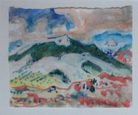 Easthampton Artist SUZETTE ALSOP JONES, Landscape watercolor painting, signed, framed