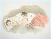 Raphael Soyer, "Adolescents", Lithograph, from "Conspiracy: The Artist as Witness", Signed/N 1971