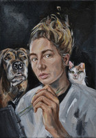 Alexis Anne Grant, Self-portrait with Miley and Callie, 2020