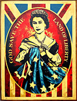 Shepard Fairey, God Save the Queen  (on wood board), 2012