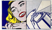 Roy Lichtenstein, Girl With Spray Can (Deluxe hand signed edition of the 1 Cent Life Portfolio, from the estate of artist Robert Indiana), 1964