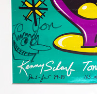 Kenny Scharf, Original drawing on Tony Shafrazi poster, signed and inscribed to Andy Warhol's last boyfriend Jon Gould, 1984