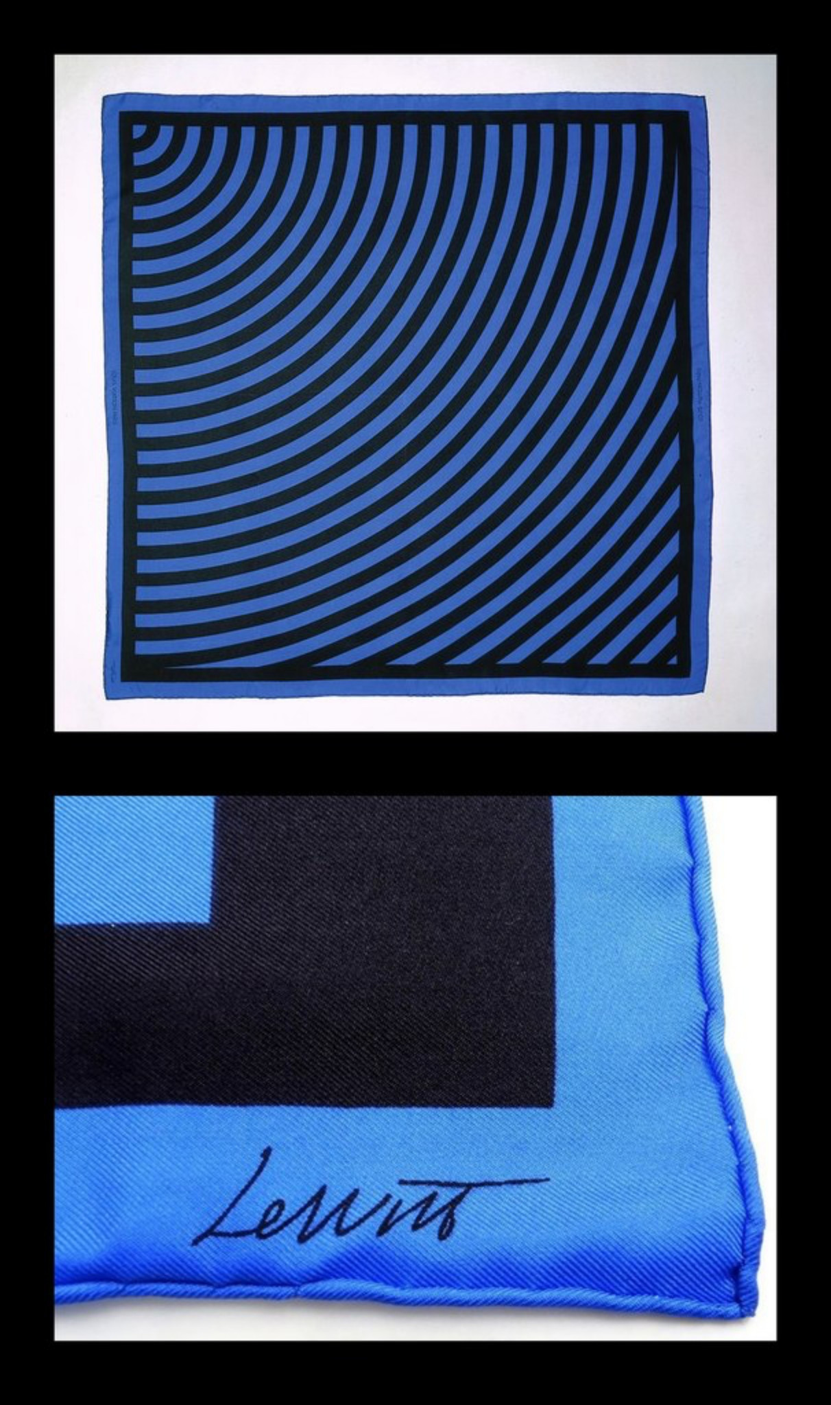 Louis Vuitton M71082 Silk Scarf Gae Aulenti Monterey 1988 Blue