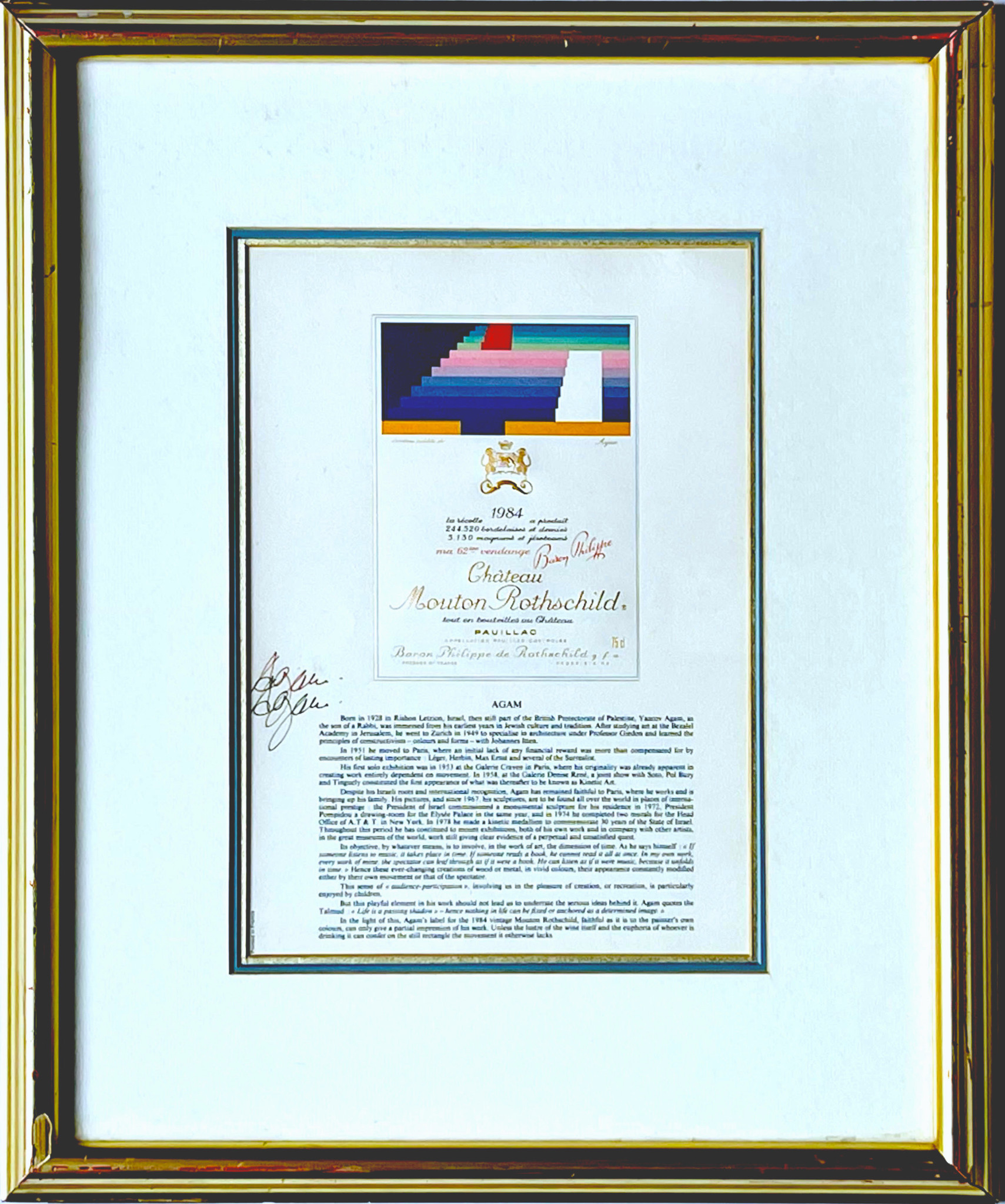 Yaacov Agam, Chateau Mouton Rothschild label (hand signed), 1984