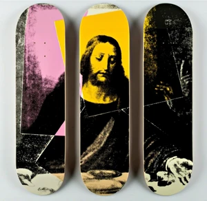  Andy Warhol Jesus and the Last Supper ca. 2015, Set of three (3) silkscreens on 7-ply Canadian maplewood with Warhol's authorized signature on the back