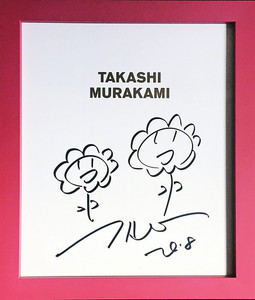  Takashi Murakami Two Flowers (Original Drawing) 2018, Original drawing done in marker. Hand signed and dated. Framed. (museum provenance)