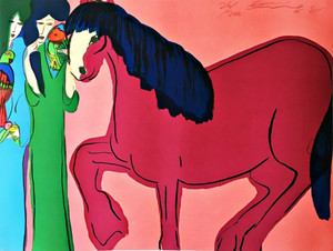 Walasse Ting Horse Original Drawing Rare Signed & Dedicated