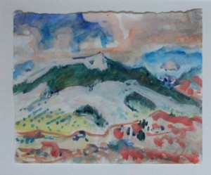 Easthampton Artist SUZETTE ALSOP JONES, Landscape watercolor painting, signed, framed