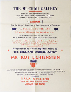 Roy Lichtenstein, Rare Mi Chou Gallery poster "introducing the brilliant modern artist Roy Lichtenstein", 1962 Roy Lichtenstein, Rare Mi Chou Gallery poster "introducing the brilliant modern artist Roy Lichtenstein", 1962
