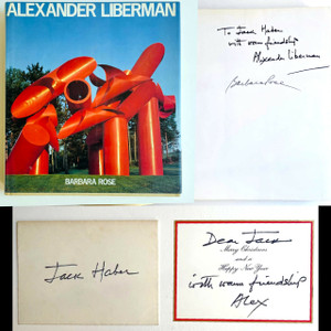 Alexander Liberman, Alexander Liberman, hand signed and inscribed by both Alexander Liberman and Barbara Rose, and accompanied by a separate hand signed note, 1981 Alexander Liberman, Alexander Liberman, hand signed and inscribed by both Alexander Liberman and Barbara Rose, and accompanied by a separate hand signed note, 1981