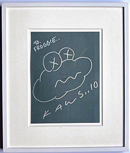 kawsの直筆の落書きです Yahoo!オークション - 真作 KAWS カウズ 直筆原画サイン入り