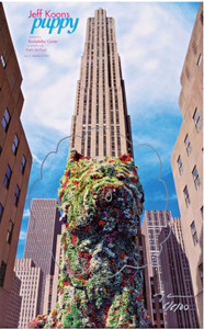 Jeff Koons, Original flower drawing on Rockefeller Center Puppy poster (Hand Signed), 2000 Jeff Koons, Original flower drawing on Rockefeller Center Puppy poster (Hand Signed), 2000