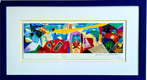 Art Card - Catalogue image/broadside - David Hockney - A Visit with Christopher and Don, Santa Monica Canyon, 1984 (Hand Signed by David Hockney), 1985