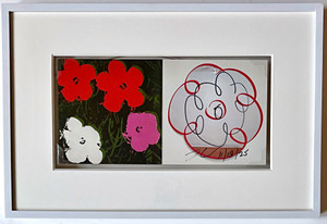Jeff Koons - Flowers (Mary Boone Gallery invitation with original drawing, hand signed), 2004, 2025