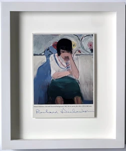 Art Card: Richard Diebenkorn -Girl With Flowered Background, 1962 (Hand Signed by Richard Diebenkorn), 1994