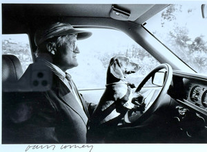 David Hockney and Stanley Driving, Hollywood Hills (Hand Signed by David Hockney), 1990