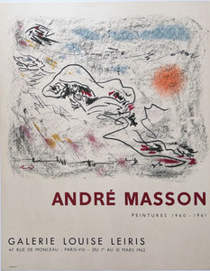 Andre Masson - rare French lithographic poster Galerie Louise Leiris, 1962