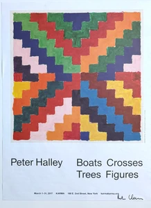 Peter Halley - Boats, Crosses, Trees, Figures, Hand Signed poster, 2017