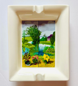 David Hockney - Limited Edition Ashtray/Jewelry/Trinket Holder: Water Lilies in the Pond with Pots of Flowers, in bespoke numbered box, 2024