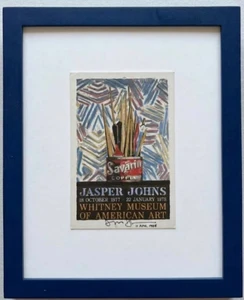 Jasper Johns - Whitney Museum Art Card (Hand Signed and Dated) from the collection of CBS' Dan Pope, 1985