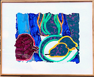 Robert Kushner, Pears (with Holly Solomon Gallery & Reader's Digest Association Corporate Art Collection Labels), 1985 Robert Kushner, Pears (with Holly Solomon Gallery & Reader's Digest Association Corporate Art Collection Labels), 1985