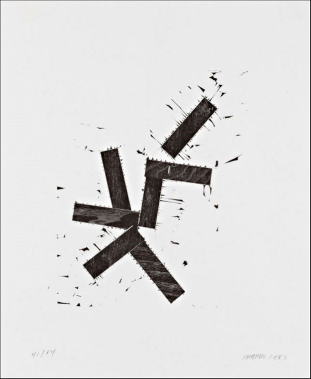 Joel Shapiro,  "For Jewish Museum 5748", Woodcut 