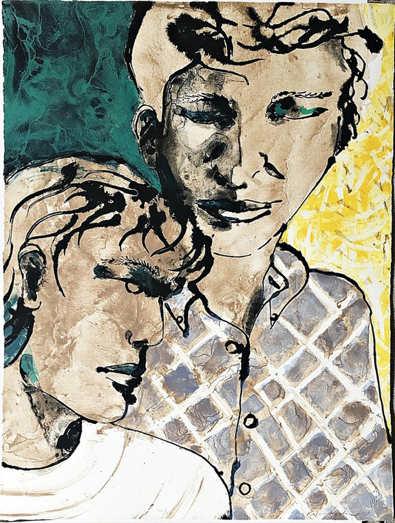  ROBERT KUSHNER "Honor Thy Father and Thy Mother" (The Fifth Commandment) 1987, 6 Color Lithograph on Dieu Donne handmade paper. Signed and numbered. unframed