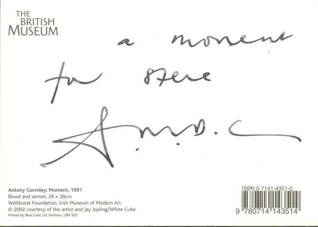 ANTONY GORMLEY Hand SIGNED (Autographed) Postcard of "Moment" @ Irish Art Museum