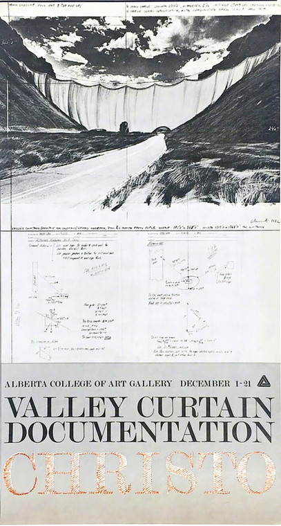 CHRISTO Valley Curtain Documentation (Very rare vintage poster for Alberta College of Art Gallery) 1972, Offset Lithograph Poster. 