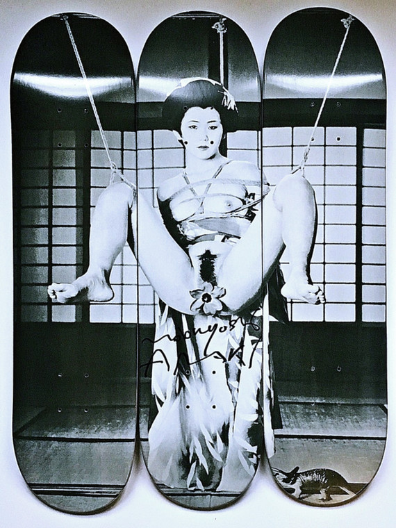 Nobuyoshi Araki, Geisha Skateboard Triptych, 2014 (Hand signed by Araki - one of only 25)