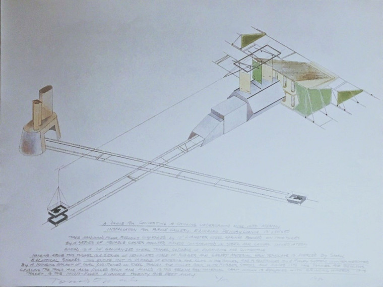 Dennis Oppenheim, A Device for Converting a Chilling Underground Wind into Memory, 1986