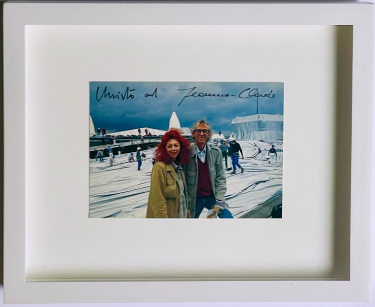 Christo, Art Card: Christo and Jeanne-Claude on the Reichstag Roof (Hand Signed by Christo and Jeanne-Claude), 1993