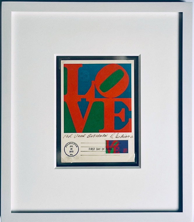 Robert Indiana Original postmarked LOVE First Day Cover, with handwritten letter on the back (hand signed twice),