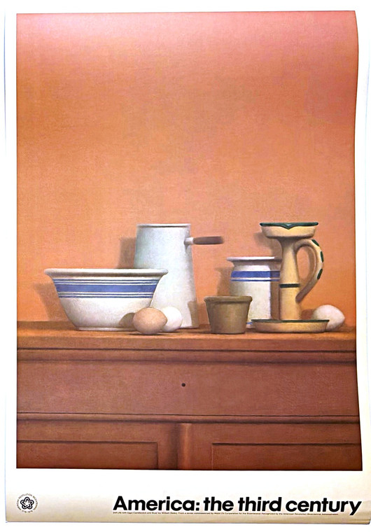 William Bailey - Still Life with Eggs, Candlestick & Bowl poster from America The Third Century, Bicentennial edition, 1976