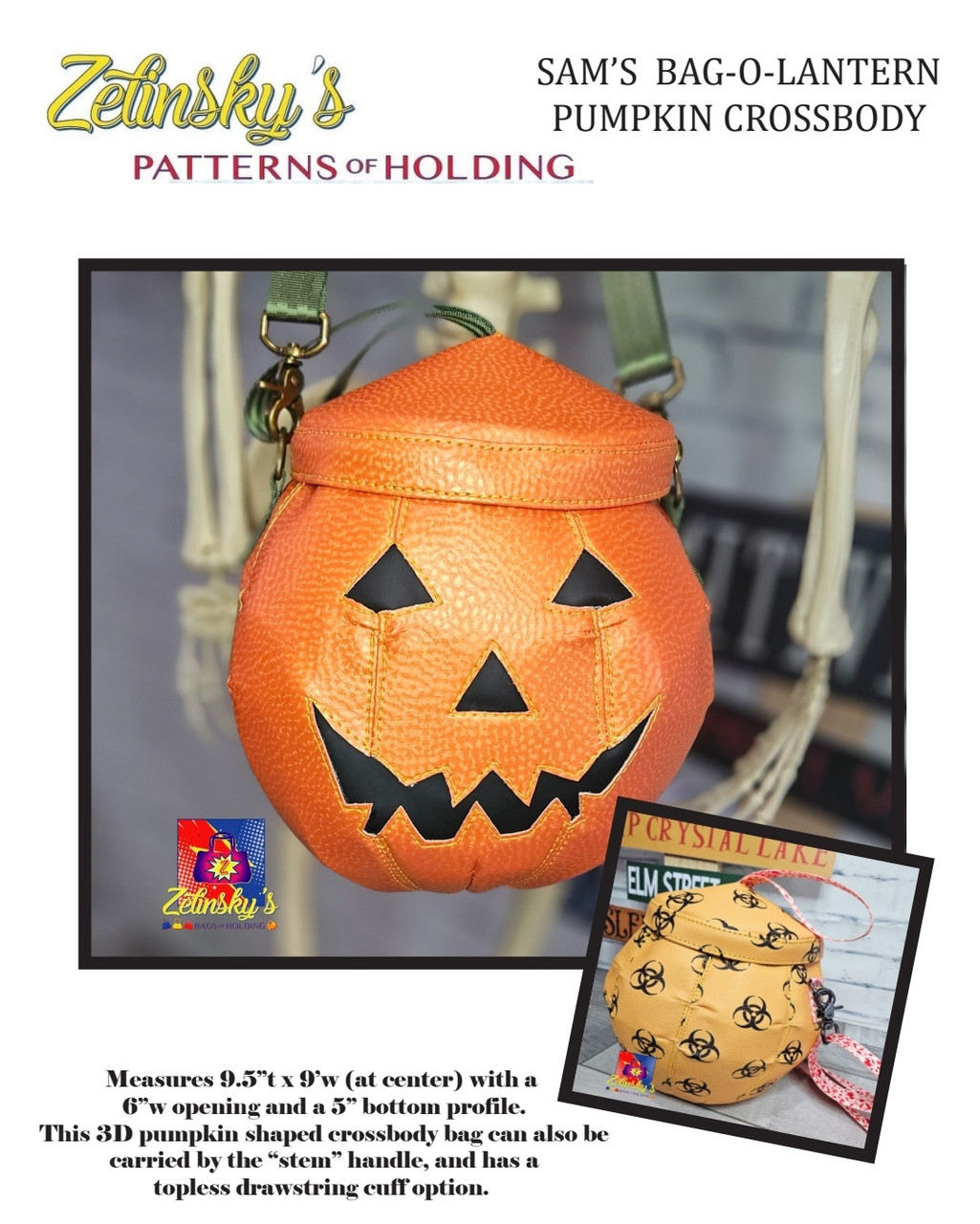 Coffin shoulder bag leather pattern PDF - Halloween bag digital template