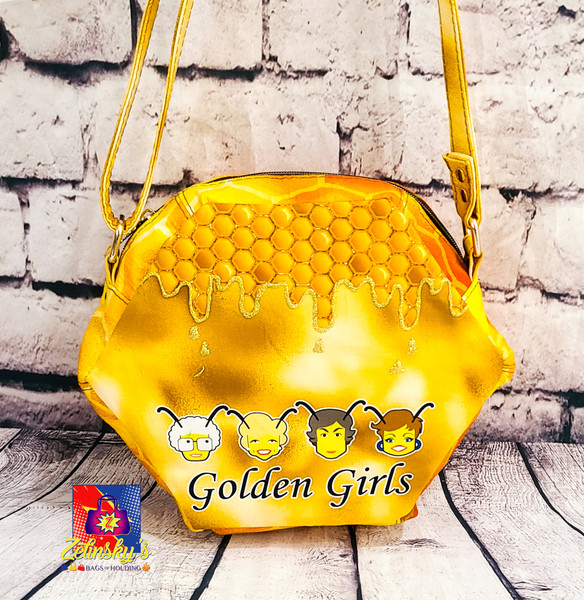 Golden Bees Honeycomb Crossbody Bag