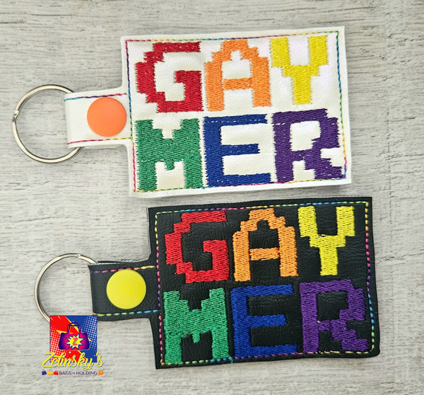 Gaymer Embroidered Snap tab Keychain