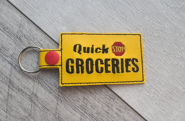 Quick Stop Embroidered Snap tab Keychain