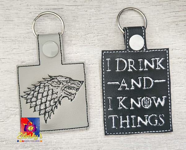 Sword Throne Embroidered Snap tab Keychains