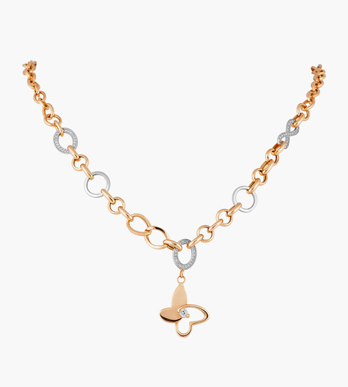 rose gold and silver chain with pendent