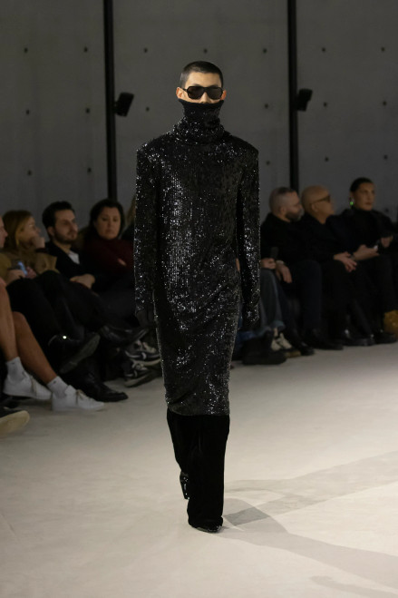 FW23 Saint Laurent Extra Long Wool Turtleneck in Sequin Jersey FW23 Saint Laurent Extra Long Wool Turtleneck in Sequin Jersey