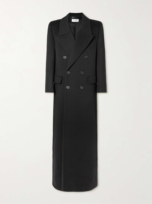 FW23 Saint Laurent Floor Black Wool Coat