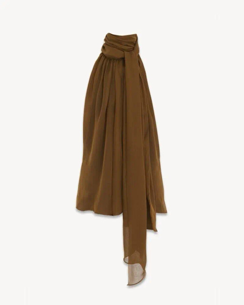 SS24 Saint Laurent Backless Halter Top in Silk Muslin