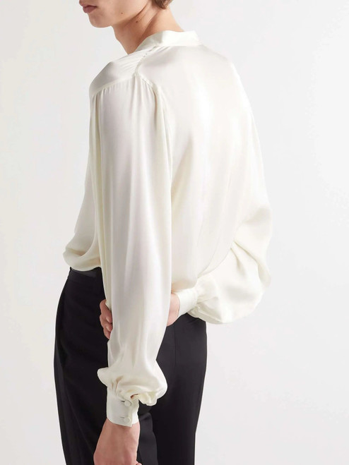 SS23 Saint Laurent Silk Satin Nehru Collar Shirt